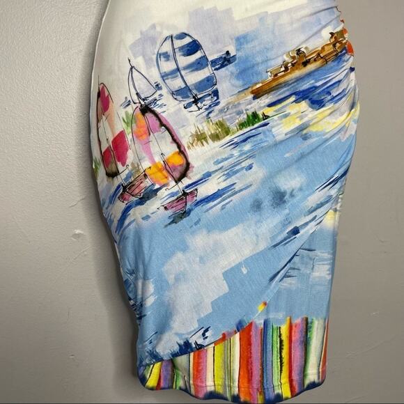 DANIELA CORTE REVOLVE Watercolor Bodycon Dress Womens Size Medium Coastal Unique - Picture 4 of 15